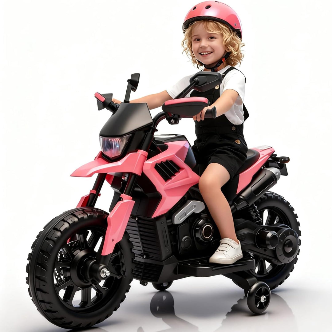 6V Elektro Motorrad Kinder, Kindermotorrad Mit 3 Geschwindigkeiten, Stützrädern, Max 6 Km/h, Bis Zu