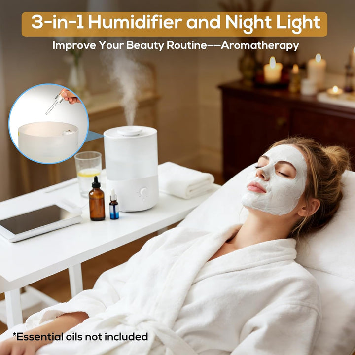 Romon Luftbefeuchter Schlafzimmer 2.5L, Top-Fill Aroma Diffuser, Humidifier mit 360° drehbarer Düse,