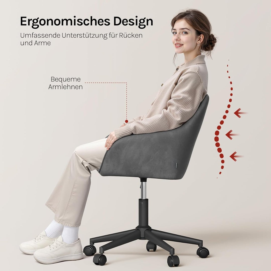 WOLTU Homeoffice Stuhl, Schreibtischstuhl, Drehstuhl, Schminkstuhl, höhenverstellbar, bis 150 kg bel
