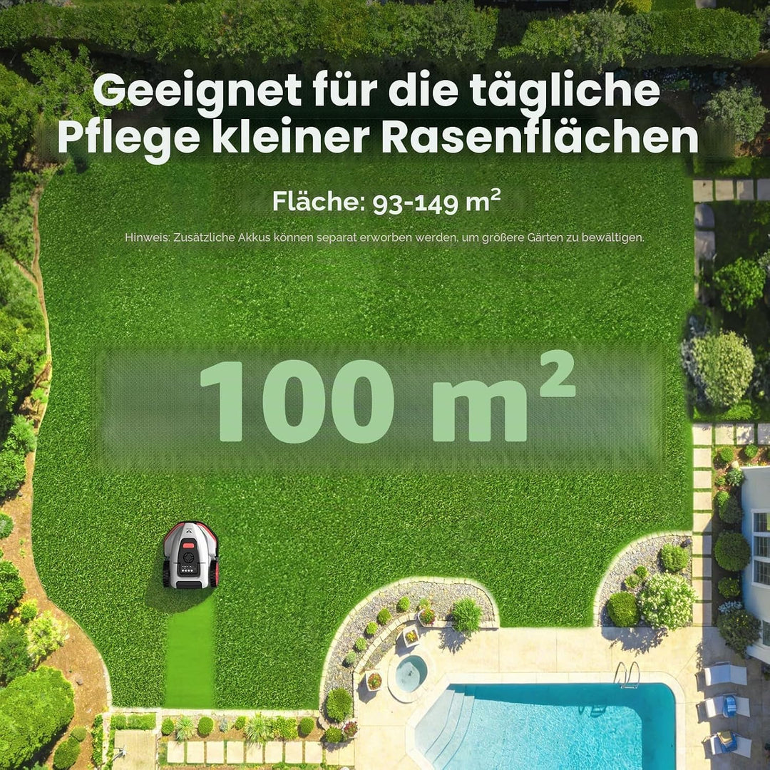 V3 Mähroboter ohne Begrenzungskabel, KI-Visionsnavigation, App-Steuerung, leiser Betrieb, für kleine
