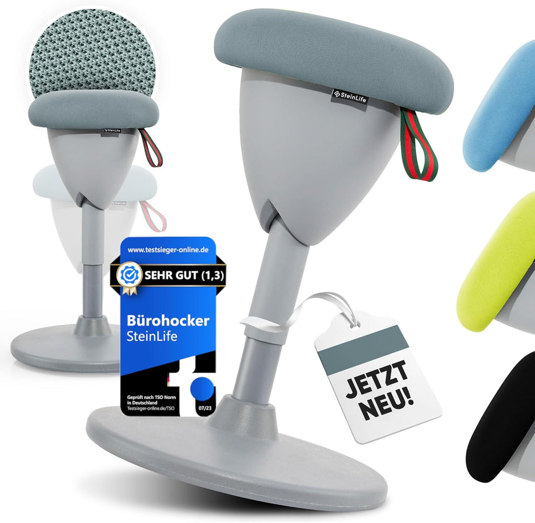 SteinLife Cone Bürohocker Ergonomisch [TESTSIEGER] Sitzhocker Höhenverstellbar [48-68cm] Ergonomisch
