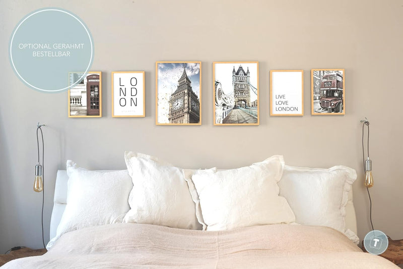 Papierschmiede® Mood Poster Set London, Bilder Wohnzimmer Deko Schlafzimmer, 2x DIN A3 und 4x DIN A4