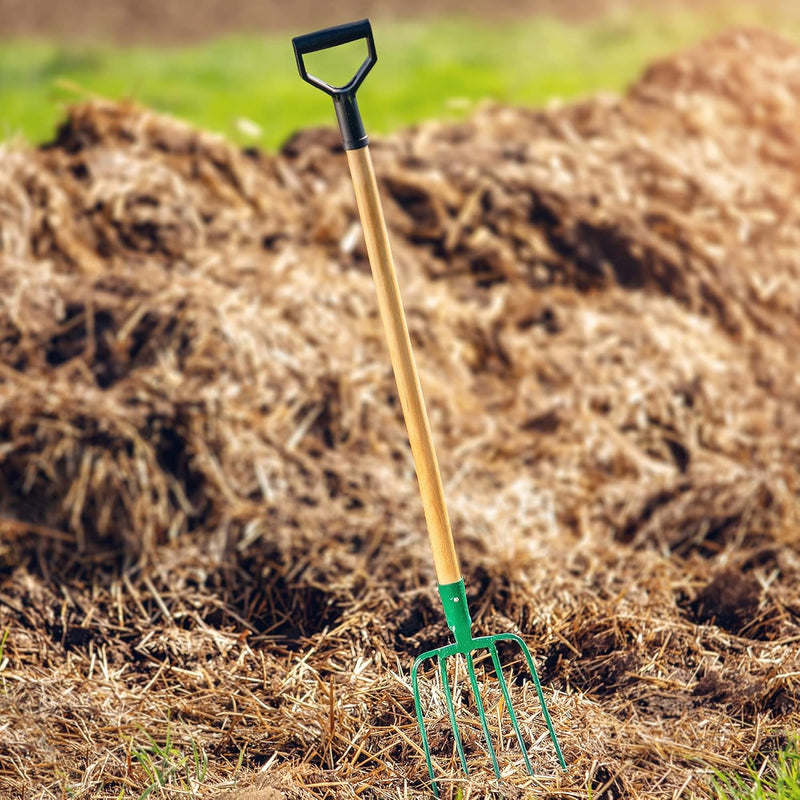 KADAX Heugabel aus Stahl, Gabel mit langem Stiel aus Holz, Forke, Gartenforke, Spatengabel, Grabegab