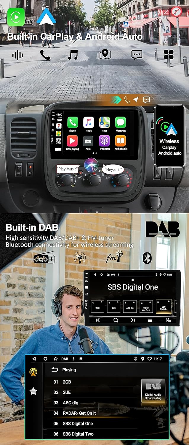 PX6 Android 12 IPS Autoradio Passt für Renault trafic 3 (2014-2021) / Opel Vivaro B (2014-2018) - 4G