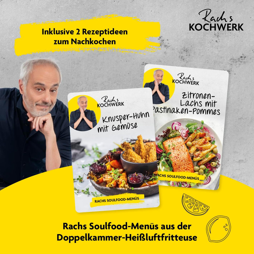 Rachs KOCHWERK Doppelkammer Heissluftfritteuse 7 L | Airfryer mit 2 Kammern jeweils 3,5 L | Heissluf