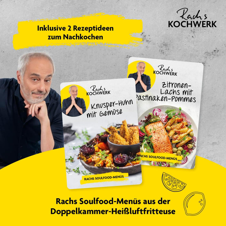 Rachs KOCHWERK Doppelkammer Heissluftfritteuse 7 L | Airfryer mit 2 Kammern jeweils 3,5 L | Heissluf