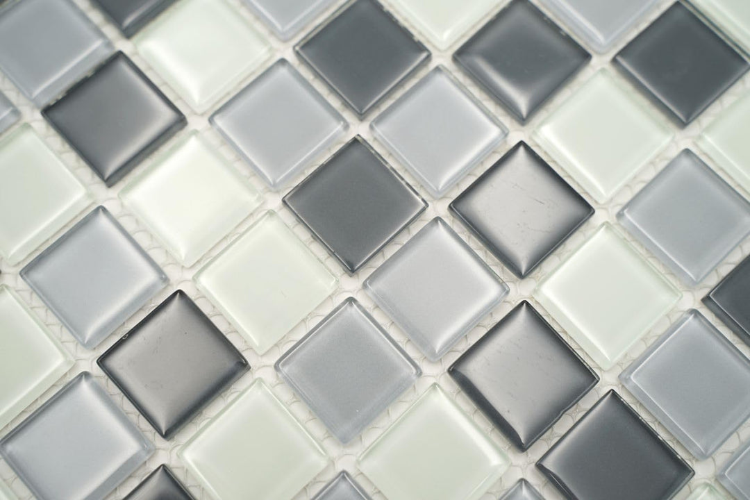 Mosaik Quadrat Crystal mix grau Glasmosaik Transluzent Transparent 3D Fliesenspiegel, Mosaikstein Fo