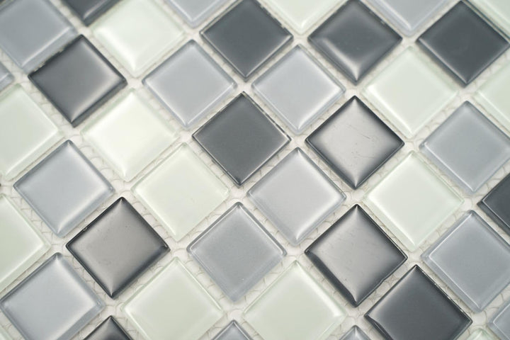 Mosaik Quadrat Crystal mix grau Glasmosaik Transluzent Transparent 3D Fliesenspiegel, Mosaikstein Fo