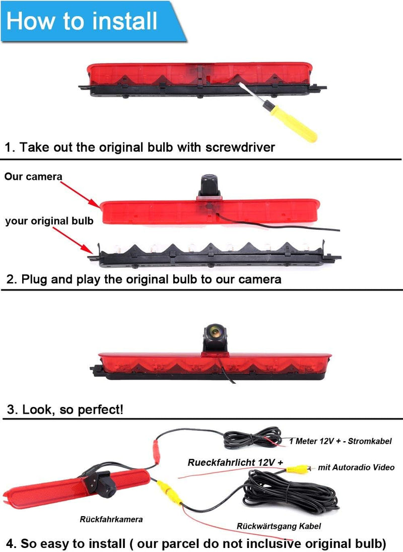 Transporter Bremslicht Rückfahrkamera Wasserdicht Rückfahrsystem für VW T5 Multivan Caravelle Hochda