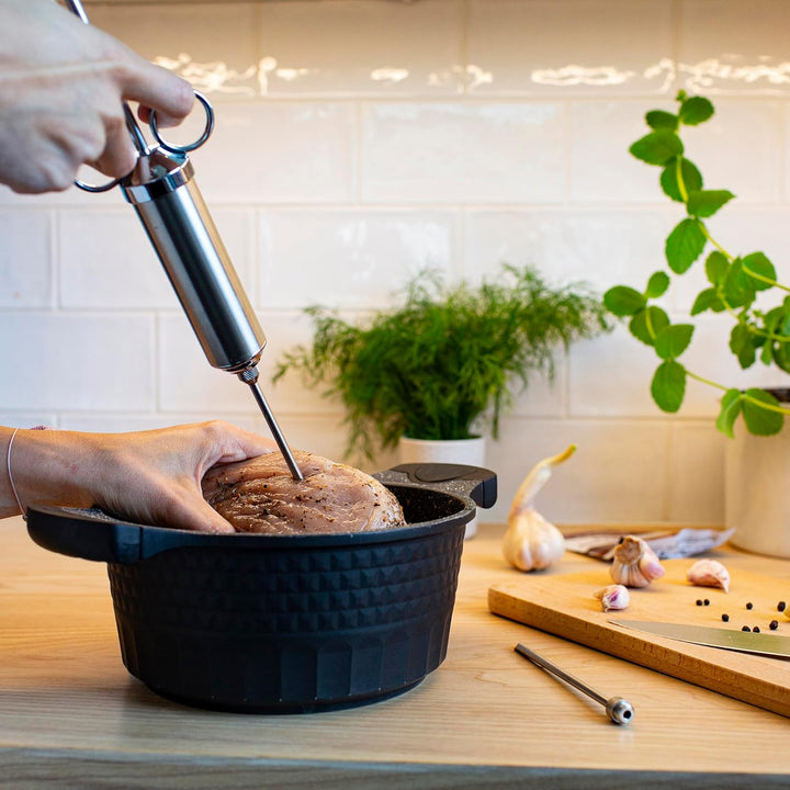 Browin® Edelstahl Fleischspritze 311102 | Marinierspritze mit 2 Nadeln | BBQ Bratenspritze für Rindf
