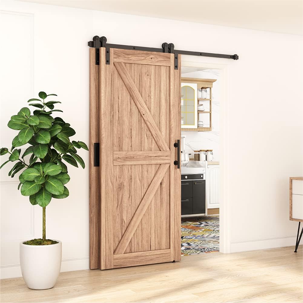 WINSOON 150 cm einläufige Bypass-Schiebetürschiene, Doppeltür-Set, robustes Scheunen-Schiebetür-Schr