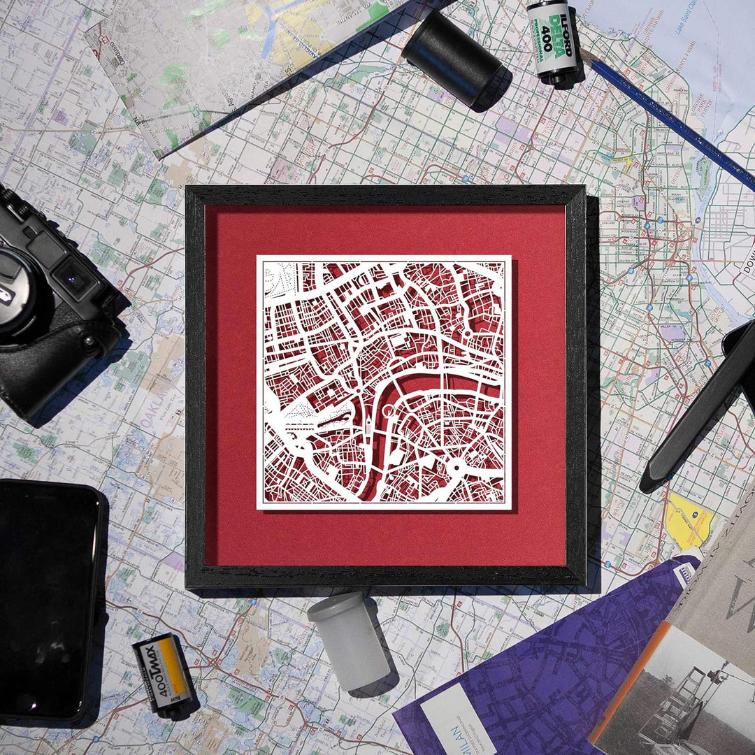 O3 DESIGN STUDIO - Marco de Papel para mapas, 22,8 x 22,8 cm, en Caja de Regalo, Fondo, autocambiant