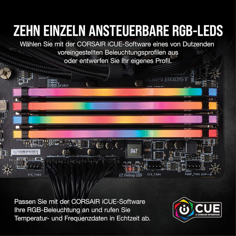 Corsair Vengeance RGB PRO 32GB (4x8GB) DDR4 3200MHz C16 XMP 2.0 Enthusiast RGB LED-Beleuchtung Speic