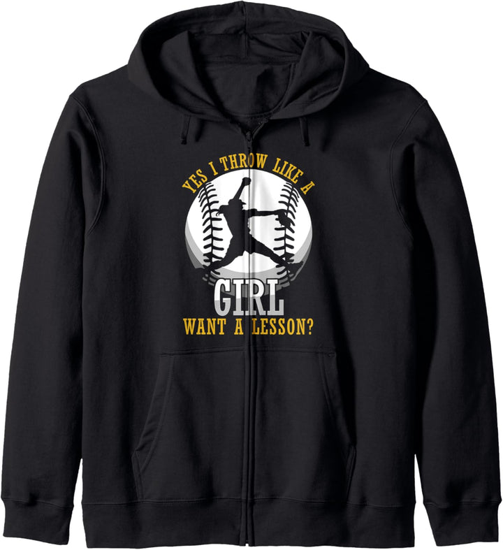 Softball Baseball Werfe Wie Ein Mädchen Unterricht Geschenk Kapuzenjacke