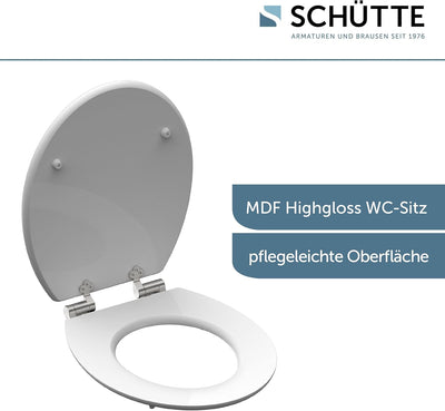 SCHÜTTE 80523 WC-Sitz GREY STEEL, MDF, High Gloss, mit Absenkautomatik, Motiv High Gloss Grey Steel,