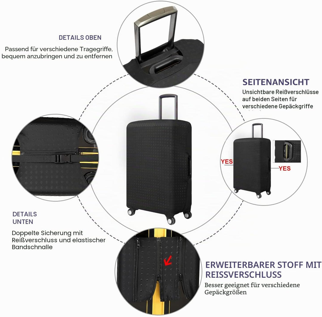 7-Mi Reisegepäck Protector Koffer Abdeckung 19"-30" Gepäckschutzhülle Schwarz S (Passend für 19 "-20