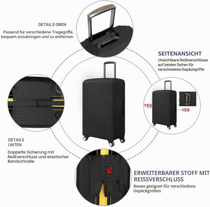 7-Mi Reisegepäck Protector Koffer Abdeckung 19"-30" Gepäckschutzhülle Schwarz S (Passend für 19 "-20