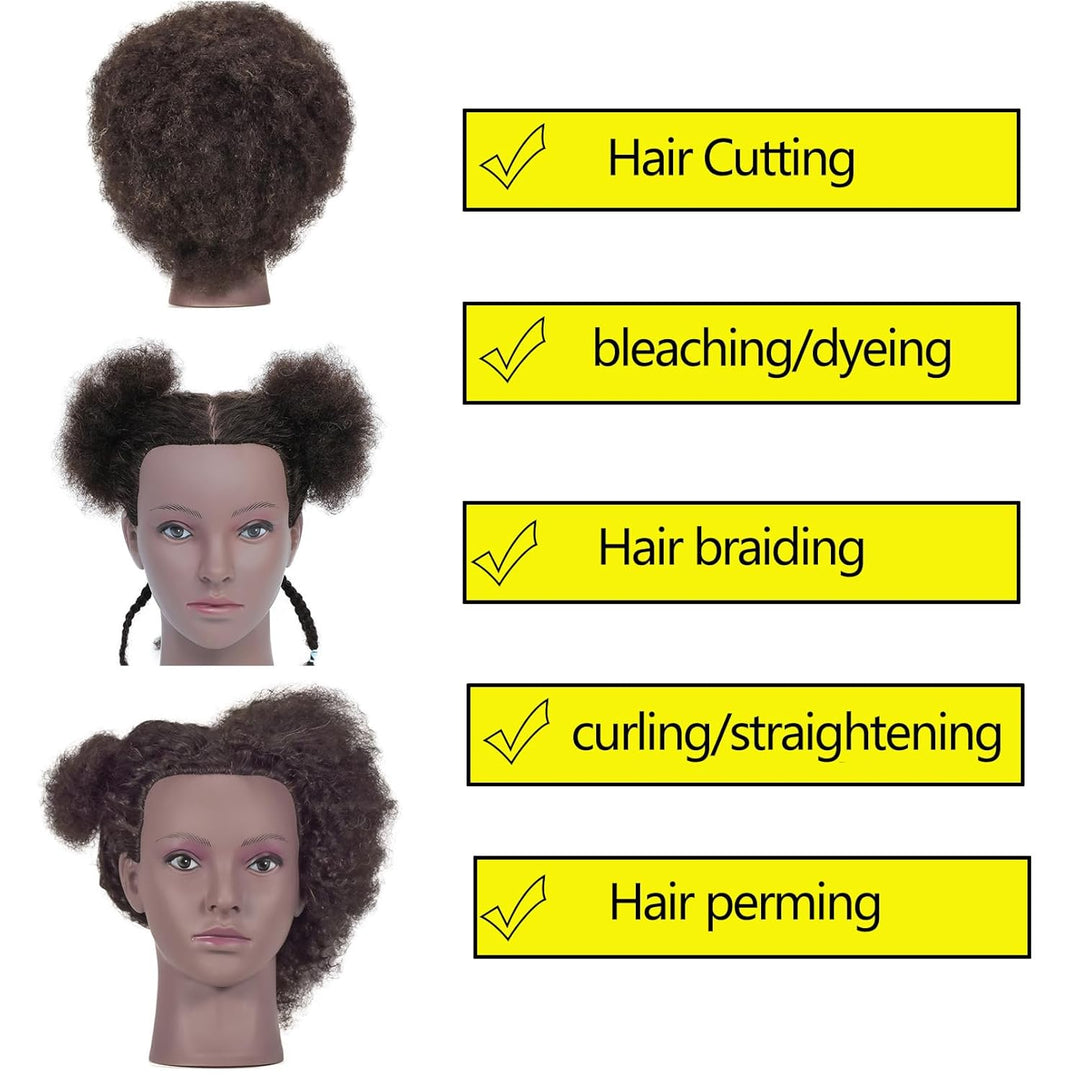 Ausbildung Kopf African American mit 100% Echthaar Schaufensterpuppe Kopf Kosmetologie Afro Haar Man