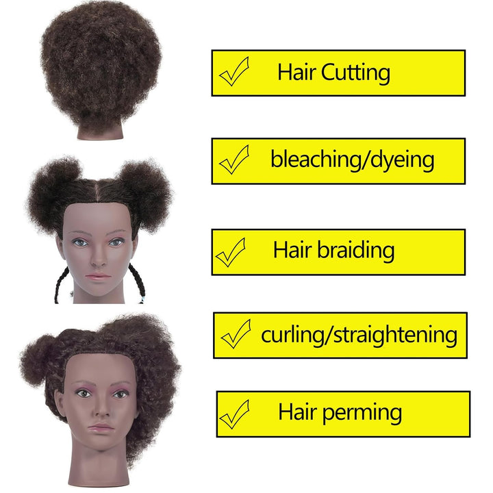 Ausbildung Kopf African American mit 100% Echthaar Schaufensterpuppe Kopf Kosmetologie Afro Haar Man