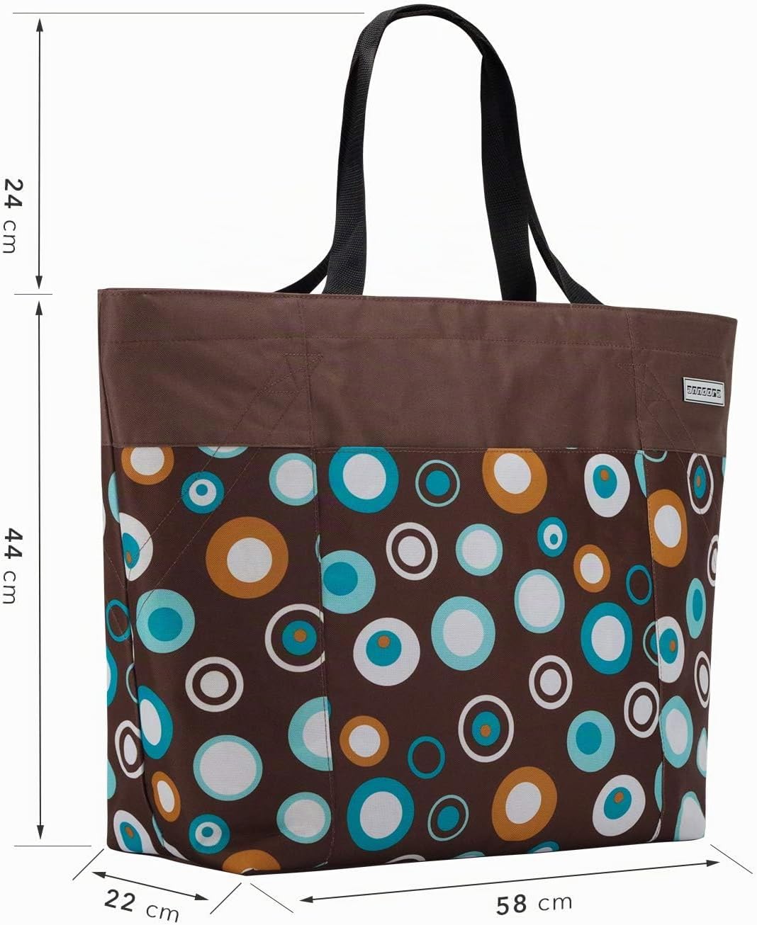 anndora XXL Shopper braun hellblau - Strandtasche Schultertasche Einkaufstasche, Braun Hellblau