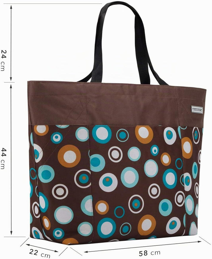 anndora XXL Shopper braun hellblau - Strandtasche Schultertasche Einkaufstasche, Braun Hellblau