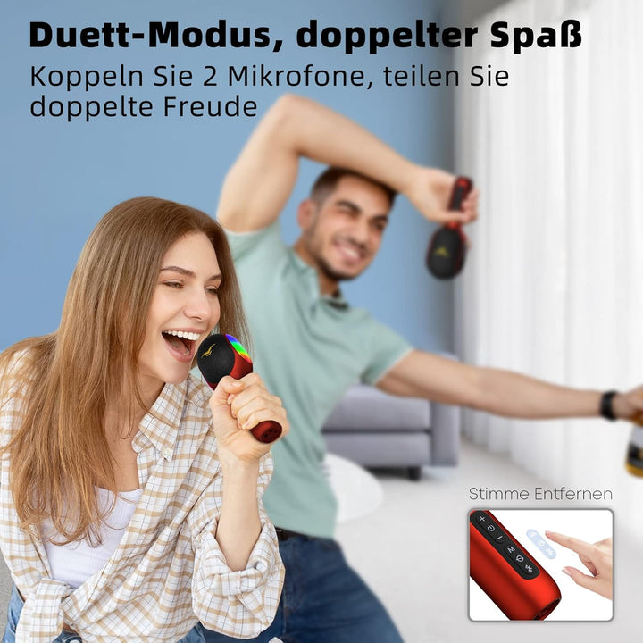 Karaoke Mikrofon, LED Drahtloses Bluetooth Mikrofon, Tragbare LED Kinder Karaoke Mikrofon mit Musik