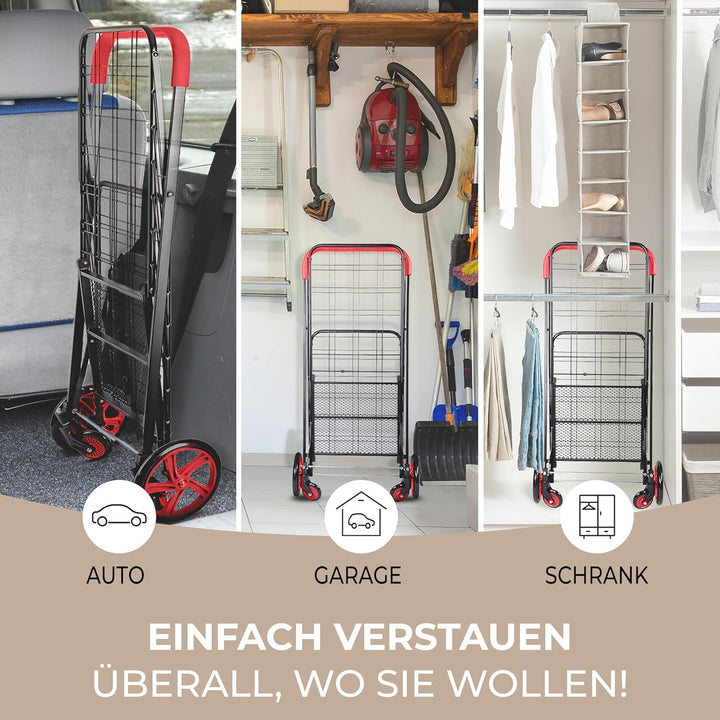 SereneLife Einkaufstrolley, Einkaufswagen, Shopping Trolley Klappbar mit 50L Kapazität, Einkaugstasc