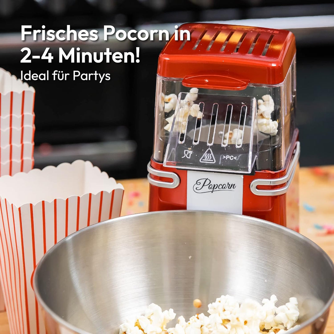 Gadgy Popcornmaschine Heissluft - Retro Popcorn Maker - Popcorn Maschine für Fettfreies Ölfreies Pop
