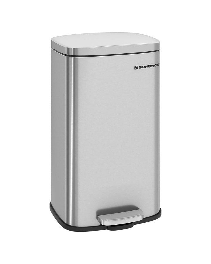 SONGMICS Mülleimer Küche, 30 Liter, Abfalleimer, Treteimer, mit Deckel, Softclose, Fusspedal, Stahl,