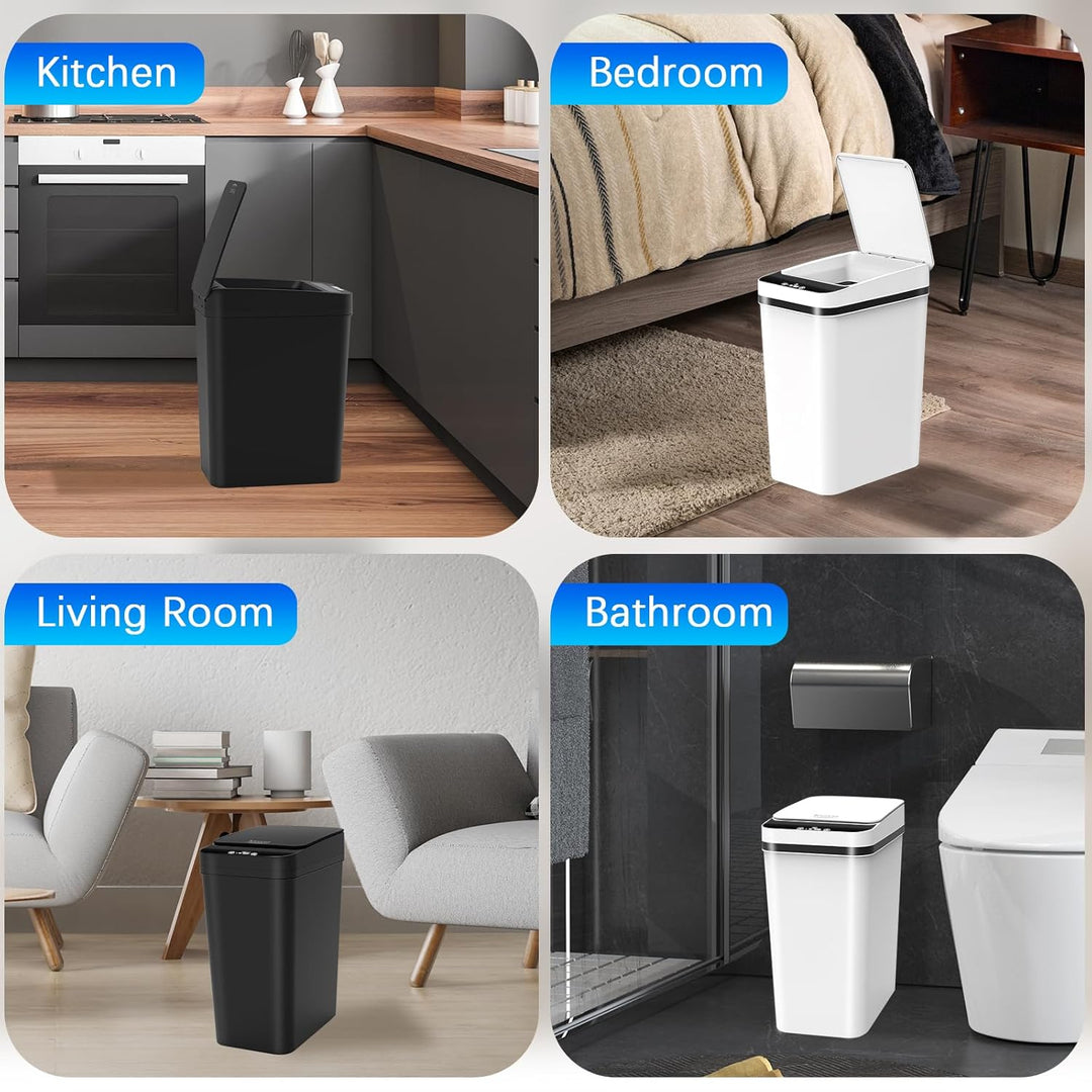 2er Set Mülleimer Bad mit Sensor, 10L Elektrischer Mülleimer mit Deckel, Automatischer Mülleimer für