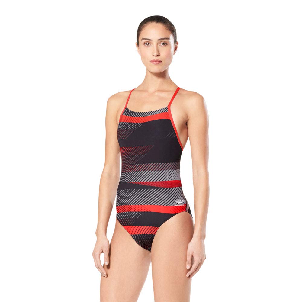Speedo Damen Badeanzug Einteiler Endurance+ Kreuz Rücken Gedruckt Erwachsene Team Farben Badeanzug 2