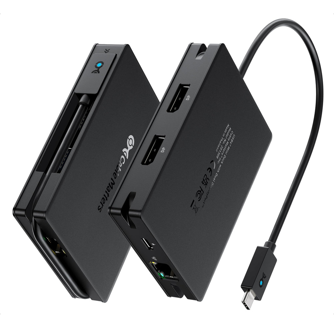 Cable Matters 8-in-1 portable 40Gbit/s USB4 Hub (USB 4 Dock) Dual-DisplayPort 4K@60Hz, Single-Displa