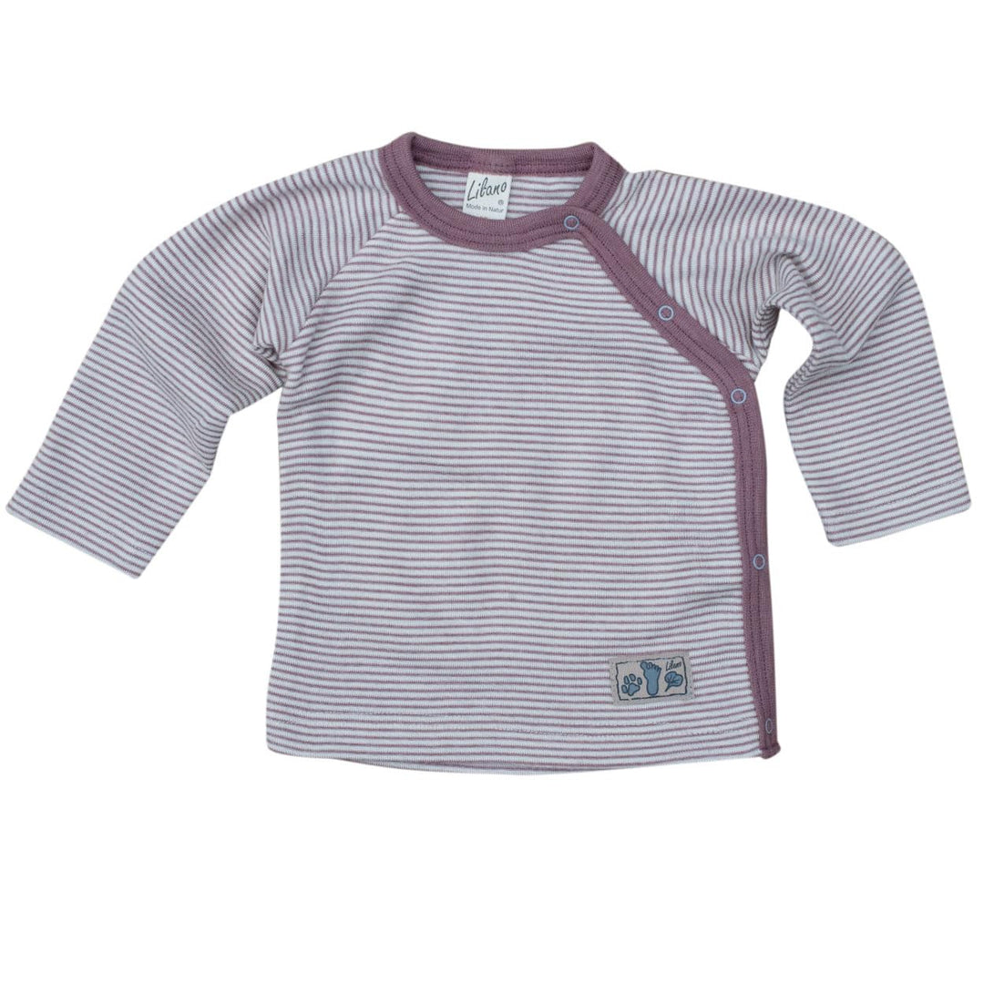 Lilano, Baby Shirt mit Knopfleiste, Merinowolle (kbT), Seide, 210 g/m² 80 Mauve/Natur, 80 Mauve/Natu