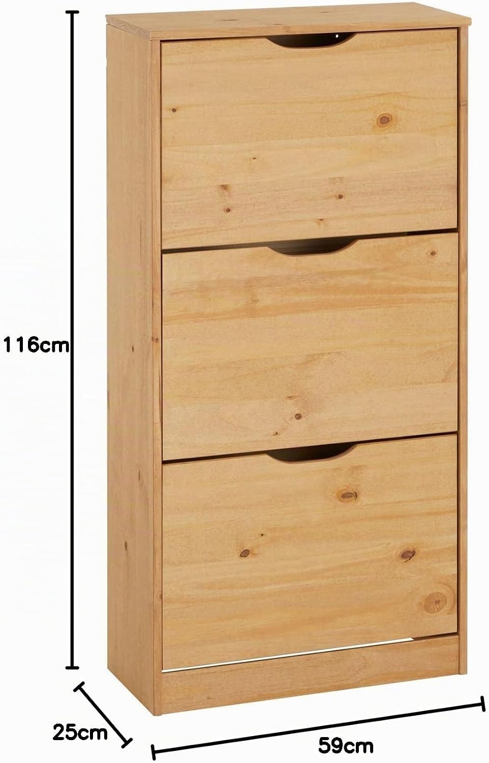 IDIMEX Schuhschrank Basil, schöner Schuhkipper mit 3 Klappen, praktische Schuhkommode aus Kiefer in