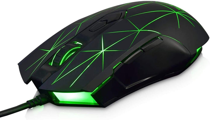 LexonElec Kabelgebundene RGB Gaming Maus, 7 Tasten mit 2500 DPI, ergonomische LED-beleuchtete USB-Ga