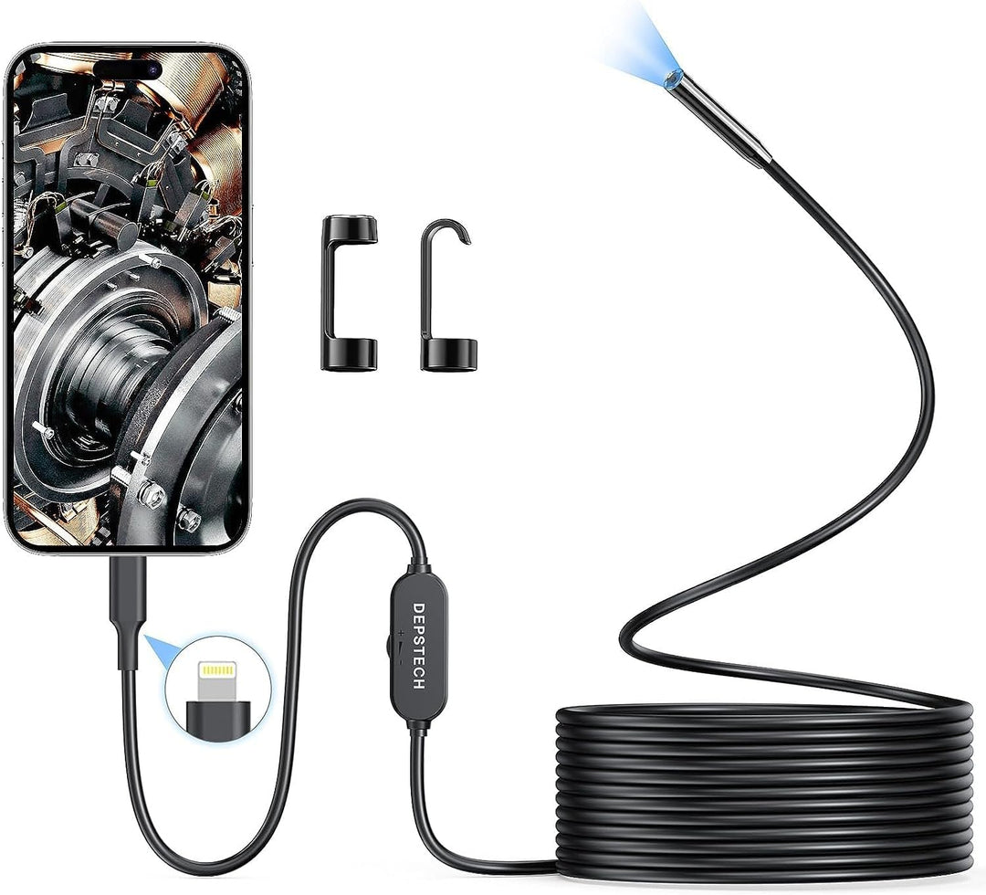 Endoskopkamera mit Licht Handy iPhone, DEPSTECH 7mm Endoskop 2MP HD nur für iPhone/iPad/iOS 12.0+, R