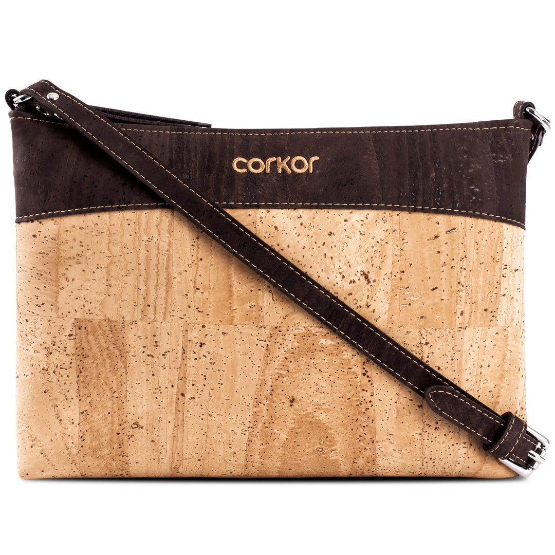 Corkor Vegane Umhängetasche Damen Geldbeutel Schultertaschen Handtasche Schulter Natur-Leder Natur K