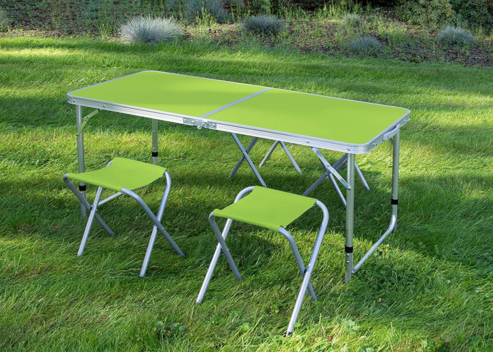 JUMI Klappbarer Campingtisch - Beistelltisch mit 4er Stuhle Set, Klapptisch zum Camping, Multifunkti