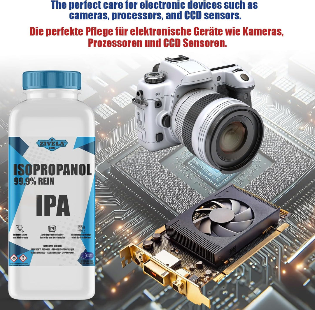 Isopropanol 99,9% | 5L Isopropanol | IPA 5L | Isopropanol für Haushalt und Elektronik | IPA Linsen u