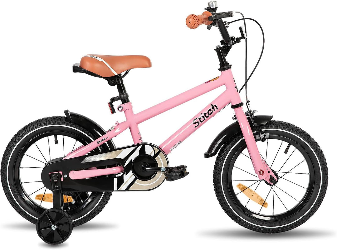 STITCH Kinderfahrrad für 3-9 Jahre Mädchen &amp; Jungen, 14/16/18 Zoll Kinderfahrrad mit Stabilisatoren
