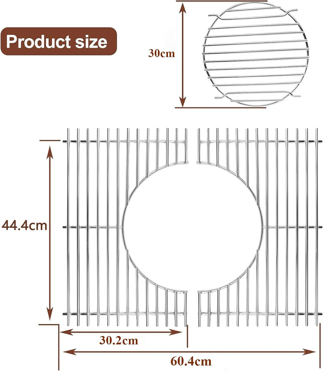 GFTIME 44,5cm Edelstahl Grillroste 7638 für Weber Spirit I II 300 Serie, Spirit E/S-310, 320, 330, S