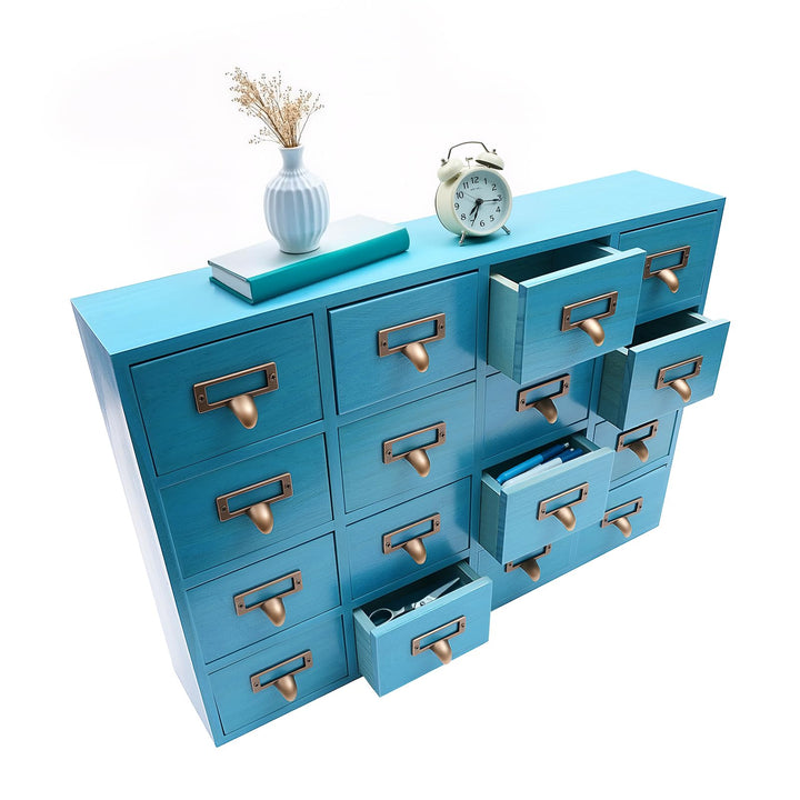 Apothekerschrank Holz, 16 Schubladen Apotheker Schrank, Bibliothekskartenkatalogschrank, Medikamente