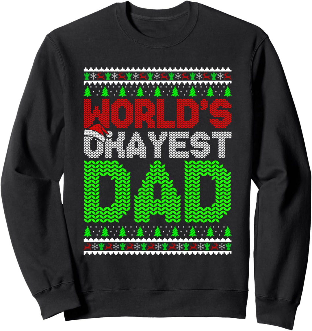 World's Okayest Dad Lustiger Weihnachts-Familien-Hässlicher Pullover Sweatshirt