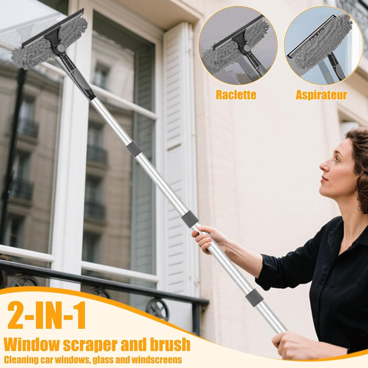 Staubwedel Teleskop 6m, Reinigungsset für Staubwedel mit Teleskopierbarer Verlängerungsstange 1,5 bi