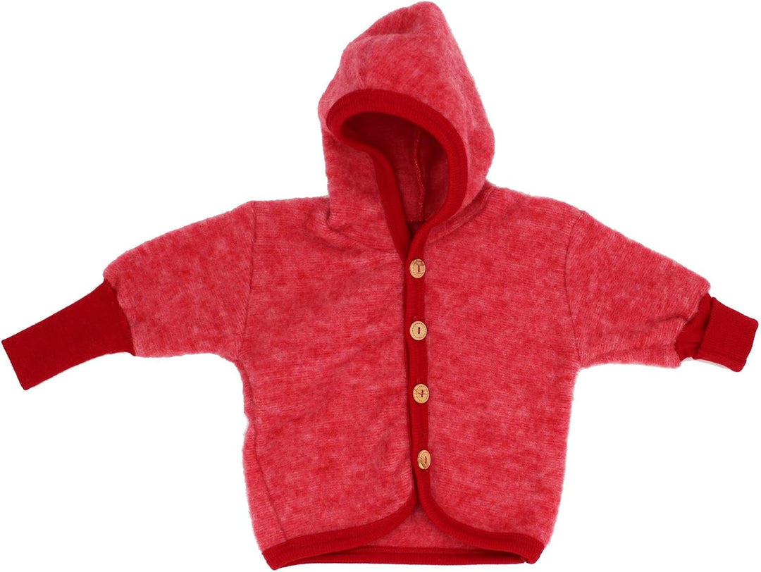 Cosilana Jäckchen mit Kapuze, Grösse 50/56, Farbe Rot melange - Vertrieb nur durch Wollbody®