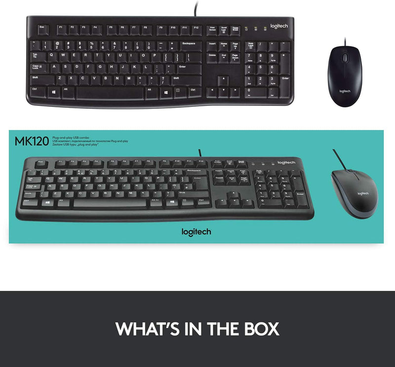 Logitech MK120 Kabelgebundenes Set mit Tastatur und Maus für Windows, Skandinavisches QWERTY-Layout