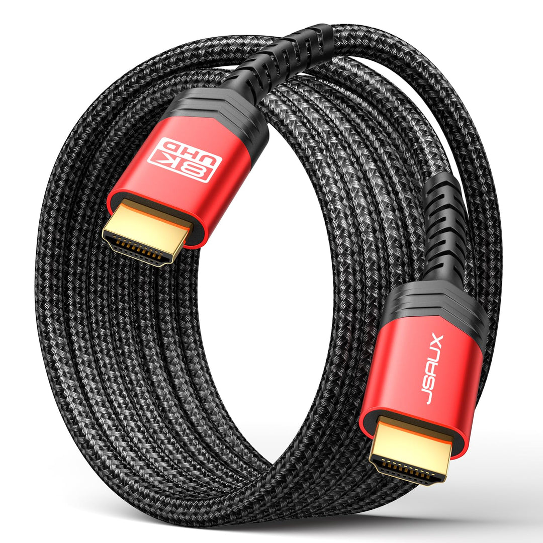 JSAUX 10K 8K HDMI Kabel 1.8M, HDMI 2.1 Kabel Highspeed Ethernet 48Gbps 8K@60Hz, 4K@120Hz, UHD HDR 10