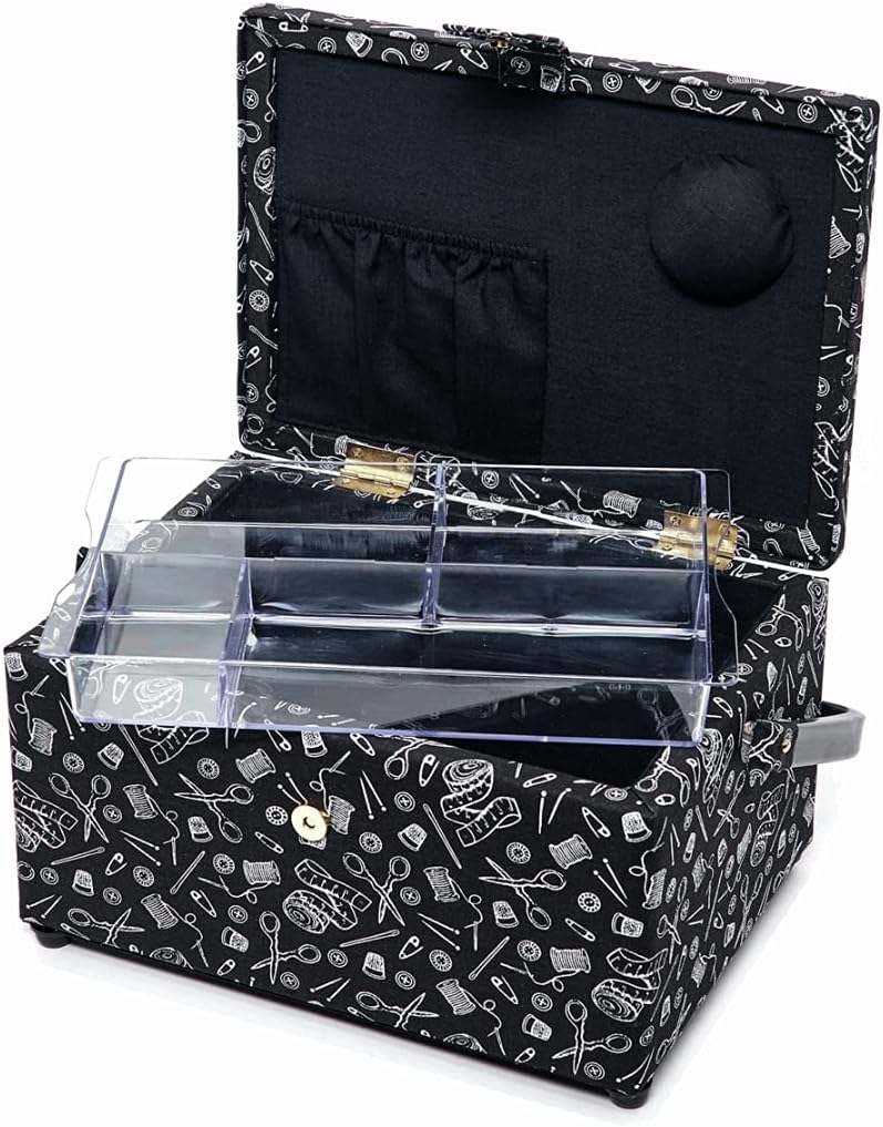Hemline Goldfarbene Nähbox: (M): Hemline Gold Notions Print