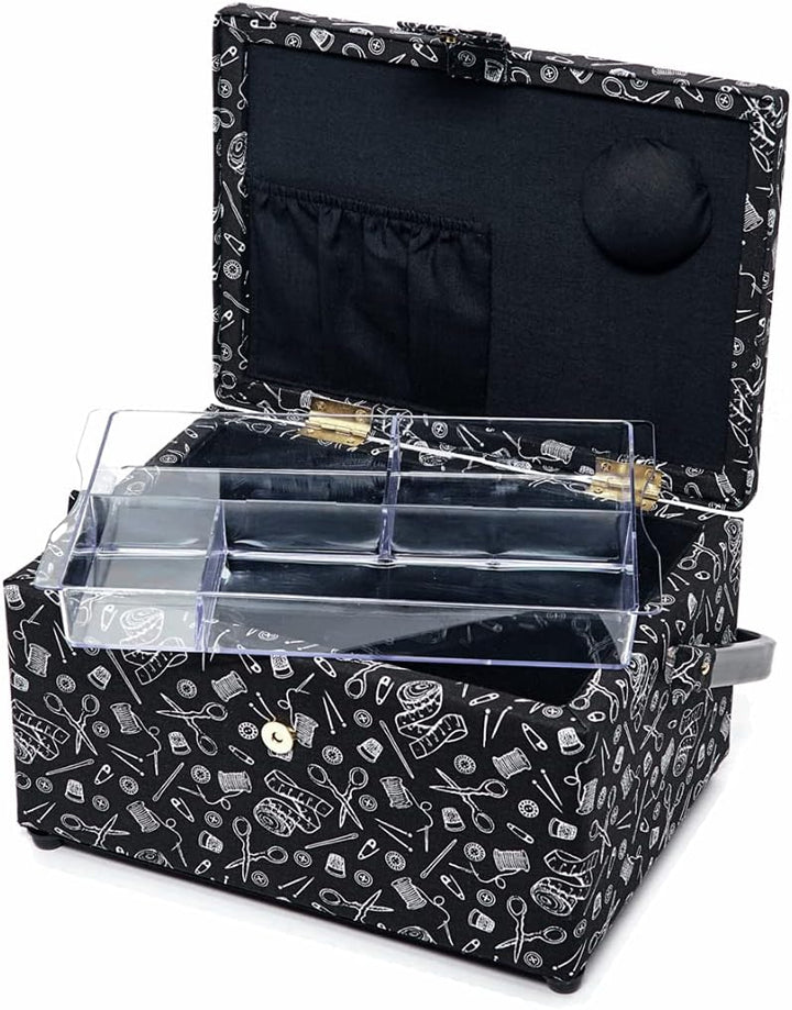Hemline Goldfarbene Nähbox: (M): Hemline Gold Notions Print
