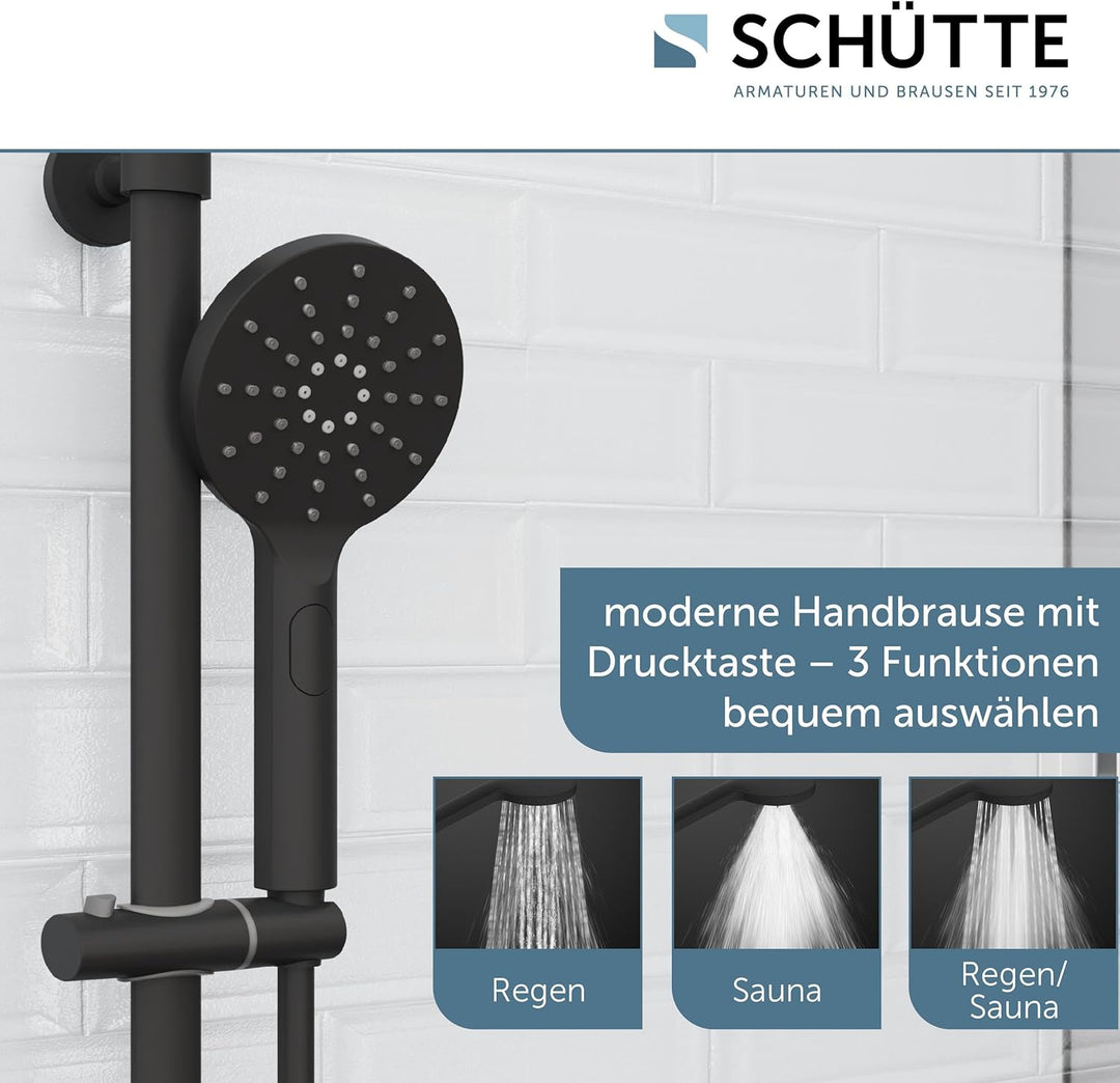 SCHÜTTE MADURA Duschsystem mit Thermostat, Duschset Regendusche inkl. Kopfbrause, Handbrause, mit Du